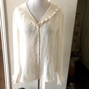 Vintage Judith Hart Womens Romantic Ruffle Top Cottage Secretary 90s Blouse 12